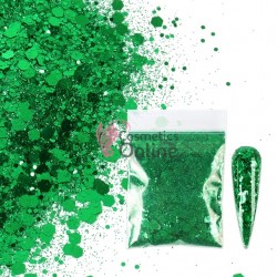 Decor pentru unghii NADP040GG cu fulgi si sclipici Emma Glitter Emerald Metalizat